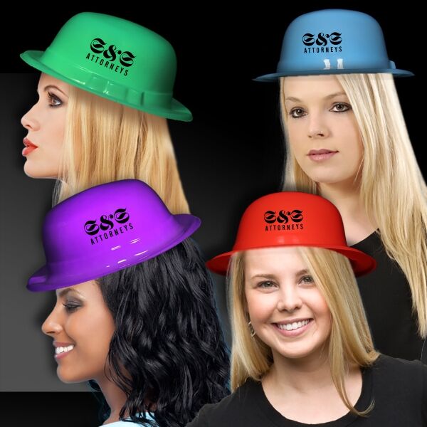 Main Product Image for Custom Printed Plastic Derby Hats Assorted Color 