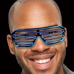 LED Slotted  EL Sunglasses - Variety of Colors - Bright Blue