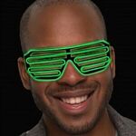 LED Slotted  EL Sunglasses - Variety of Colors - Bright Green