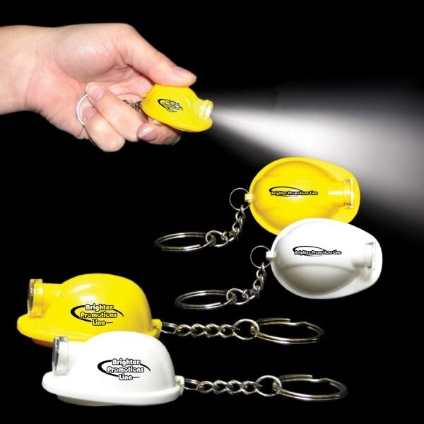 Main Product Image for Custom Printed Safety Helmet LED Light Up Flashlight Keychain