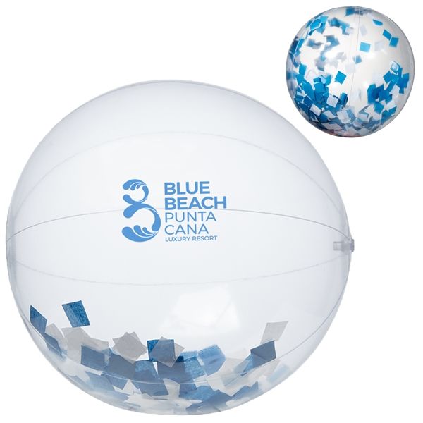 Main Product Image for 16" Blue And Silver Confetti Filled Round Clear Beach Ball