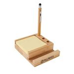 Bamboo Desk Organizer with Phone Holder - Brown