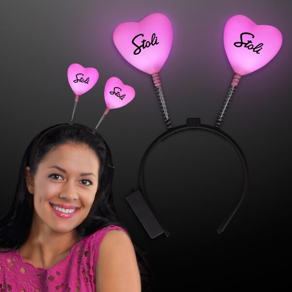 Main Product Image for Custom Printed Pink heart light-up head boppers