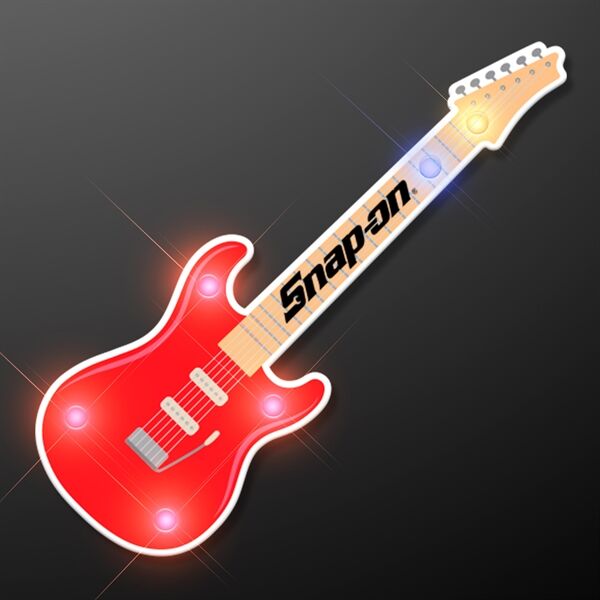 Main Product Image for Custom Printed Red Guitar Flashing LED Light Pin
