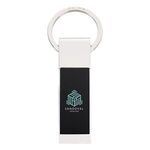 Two-Tone Rectangle Key Tag - Black With Silver