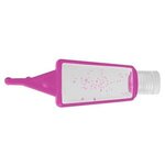 1 Oz. Hand Sanitizer In Silicone Holder - Clear With Fuchsia