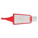 1 Oz. Hand Sanitizer In Silicone Holder - Clear with Red
