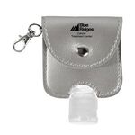 1 Oz. Hand Sanitizer With Leatherette Pouch - Metallic Silver
