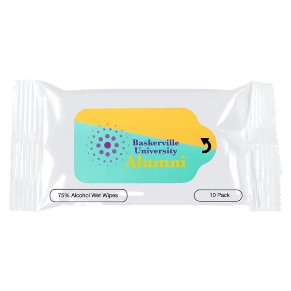Main Product Image for Printed 10 CT. Alcohol Antibacterial Wet Wipe Packet