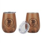 10 oz. Stainless Steel Lined Vacuum Wood Toned Wine Tumbler