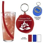 10" Reusable Silicone straw in Bottle opener case - Red