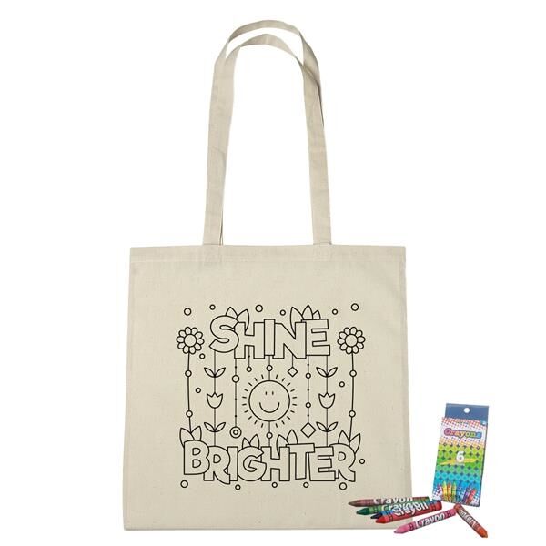 Main Product Image for 100% Cotton Coloring Tote Bag With Crayons