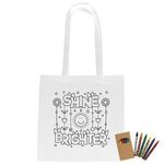 100% Cotton Coloring Tote Bag With Crayons -  