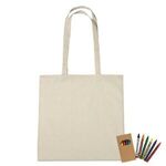 100% Cotton Coloring Tote Bag With Crayons -  