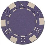 100 Foil Stamped poker chips in wooden Mahogany case - Purple