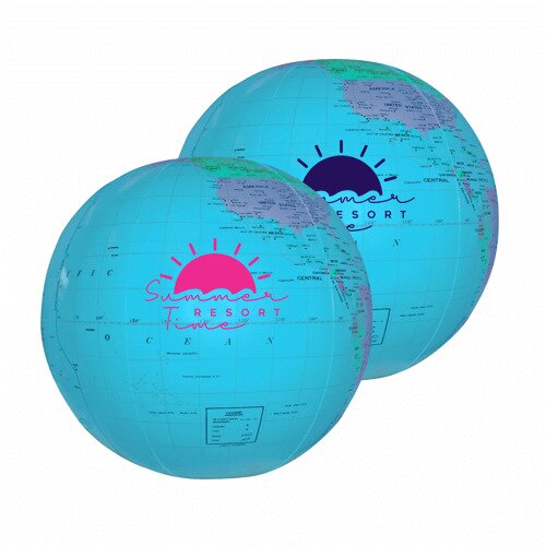 Main Product Image for Custom Printed 12" - Globe Beach Ball - Blue