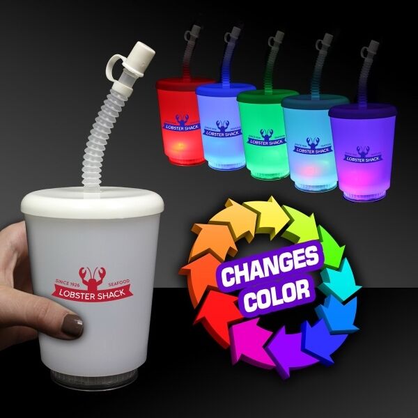 Main Product Image for Custom Printed LED Cup with Lid and Straw 12 Oz