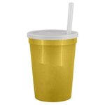 12 Oz Stadium Cup With Lid & Straw - Metallic Gold