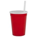12 Oz Stadium Cup With Lid & Straw - Red
