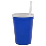 12 Oz Stadium Cup With Lid & Straw - Royal Blue