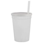 12 Oz Stadium Cup With Lid & Straw - White