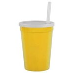 12 Oz Stadium Cup With Lid & Straw - Yellow