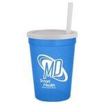 12 Oz Stadium Cup With Lid & Straw -  