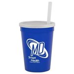 12 Oz Stadium Cup With Lid & Straw -  