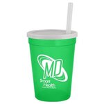 12 Oz Stadium Cup With Lid & Straw -  