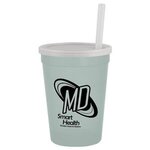 12 Oz Stadium Cup With Lid & Straw -  