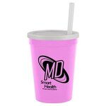 12 Oz Stadium Cup With Lid & Straw -  