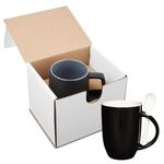 12 oz. Dapper Ceramic Mug with Spoon in Individual Mailer - Black