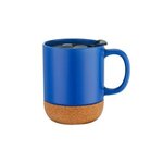 12 Oz. Mug with Cork Base and Lid - Screen Print - Blue