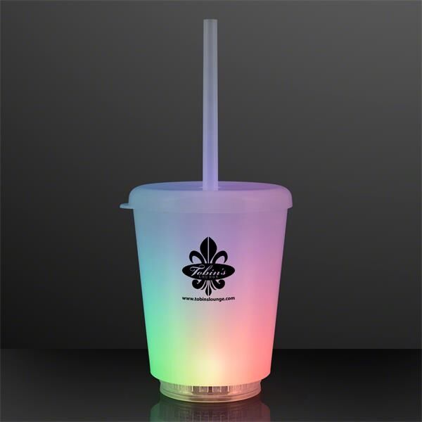 Main Product Image for 12 Oz. Short Tumbler Light Up Cup with Lid & Straw