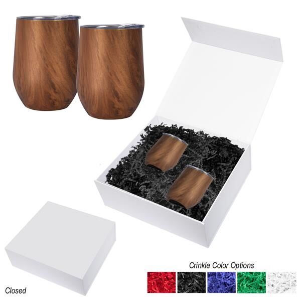 Main Product Image for Giveaway 12 Oz Woodgrain Alexander Stemless Wine Cup Gift Set