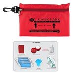 12 Piece Safety Kit in Zipper Pouch with Carabiner Attachmen - Red