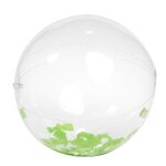 16" Green And White Confetti Filled Clear Beach Ball