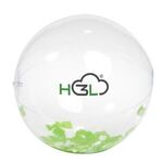 16" Green And White Confetti Filled Clear Beach Ball
