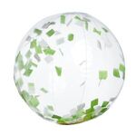 16" Green And White Confetti Filled Clear Beach Ball