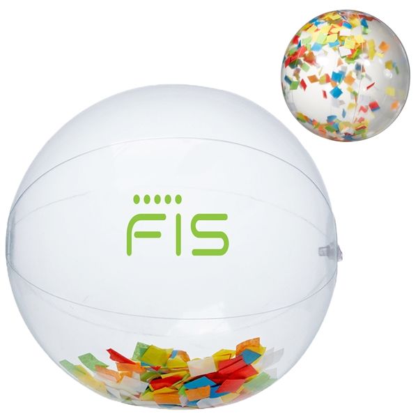 Main Product Image for 16" Multi Color Confetti Filled Round Clear Beach Ball