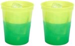 16 Oz Color Changing Smooth Plastic Stadium Cup - Yellow To Green