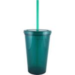 16 oz. "Bolero" Polypropylene Double Wall Plastic Tumbler - Translucent Green