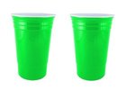 16 oz. Double Wall Insulated "Party" Cup - Two sided Imprint - Neon Green