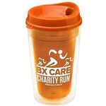 16 oz. Double-Wall Transparent Tumbler with Auto Sip Lid - Transparent Orange