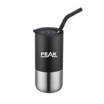 16 Oz. Double Wall Tumbler with Straw - Black