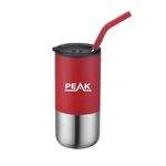 16 Oz. Double Wall Tumbler with Straw - Red