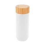 16 Oz. Full Color Stainless Steel Lexington Bottle w/ Bamboo - White