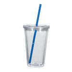 16 Oz. Newport Acrylic Tumbler With Straw - Clear with Blue