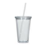 16 Oz. Newport Acrylic Tumbler With Straw - Clear with Clear