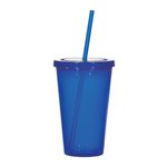 16 Oz. Newport Acrylic Tumbler With Straw - Translucent Blue